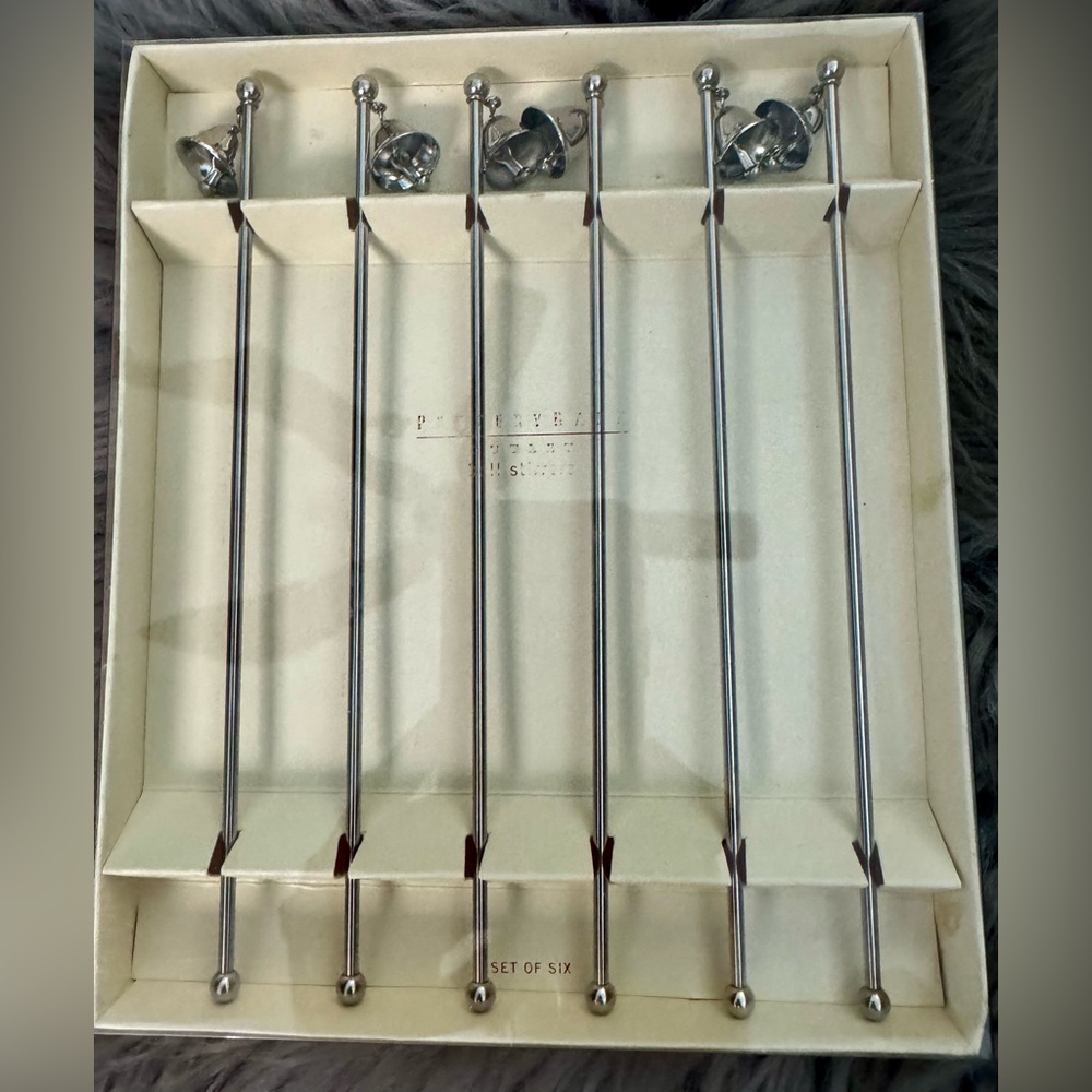 NIB Sealed Pottery Barn Stirrers Silver Bells Christmas Drink Holiday Party Gift